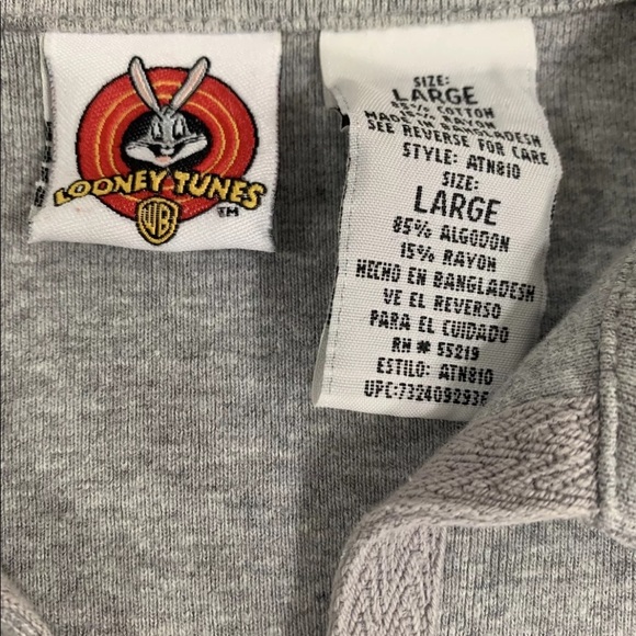 VTG Looney Tunes Women's Gray Cropped Tweetie Bird Sweat Long Sleeve SZ L - Picture 10 of 13